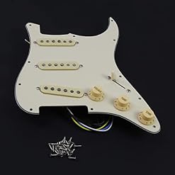 FLEOR pré-câblé Stratocaster Pickguards Alnico 5 micros SSS 11 trous Strat guitare chargé Pickguard, 3 plis crème - Les Beatles, Paul McCartney, John Lennon, RIngo Starr, George Harrison FLEOR pré-câblé Stratocaster Pickguards Alnico 5 micros SSS 11 trous Strat guitare chargé Pickguard, 3 plis crème – Image 4