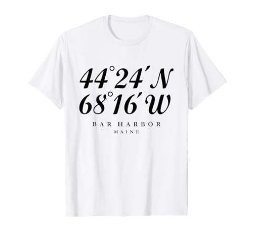Bar Harbor, Maine Coordenadas (Negro) Bar Harbor Camiseta