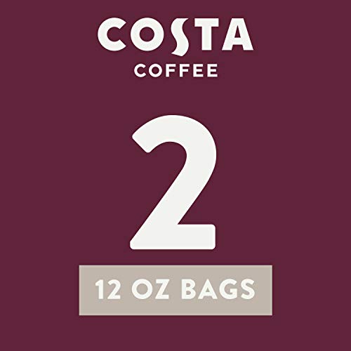 Costa Coffee Ground Coffee, Medium Roast, 2 bags (12oz each), Rainforest Alliance Certified