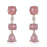 Pendientes chapados en oro, aretes colgantes para mujer, modernos con poste de cristal con parte trasera de fricción, joyería clásica de orejas