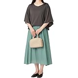 [ハッピーマリリン] 大きいサイズ レディース リニューアル!! 360度完璧シルエット ブラウジングスタイル 優秀 ドッキングワンピース【着やせアイテム】【484016】 3L-4L/ロング丈/チャコール×ティールグリーン