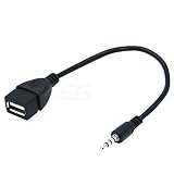 Câble auxiliaire de Voiture - Câble Adaptateur OTG Femelle - Adaptateur AUX vers USB - Prise Jack Audio auxiliaire 3,5 mm mâle vers USB 2.0 Femelle - Câble convertisseur Uniquement pour Port
