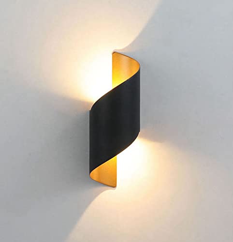 Groeien Waterproof 10 watt LED Modern Black Golden Wall lamp Decorative Garden Light Curve Shape up and Down Outdoor Wall Light (1)-image-13