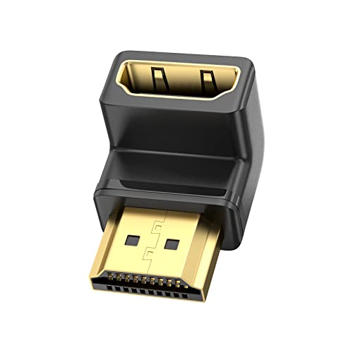 8K HDMI 2.1 Winkel Adapter, 90 Grad HDMI Abgewinkelt Winkelstecker mit 8K@60Hz, 4K@120Hz 144Hz 2K@240Hz, HDR, Dolby, eARC, HDCP 2.3 für PC, PS5, Apple TV Box, Projektor, Fernseher, Soundbar (1 Stück) Cover