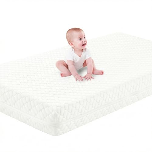 SCHNAUZER HOME Crib Mattress, Dual-Sided Breathable Baby and Toddler Memory Foam Mattress with Removable and Washable Cover, 100% Knitted Fabric, Fits Standard Cribs and Toddler Beds, 52' x 28' x 5'