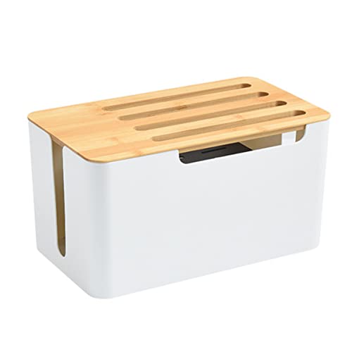 Rangement câbles boîte EXCEART cache-prise bambou et support tablette électrique stable