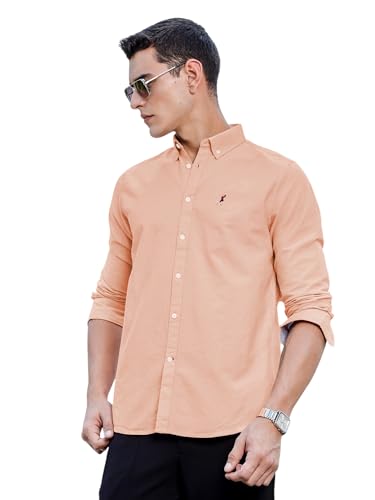 Image of Thomas Scott Men's Cricket Club Collection Classic Regular Fit Twill Shirt | 100% Cotton Long Sleeve Solid Shirt with Button Down Collar (Available in Plus Size)