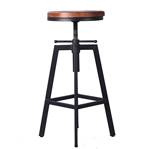 Bokkolik 206 Set Of 2 Vintage Bar Stools 25.6-31.5Inch Height Adjustable Farmhouse Dinning Stool Swivel Wooden Seat Kitchen Island Counter Chair thumb #7