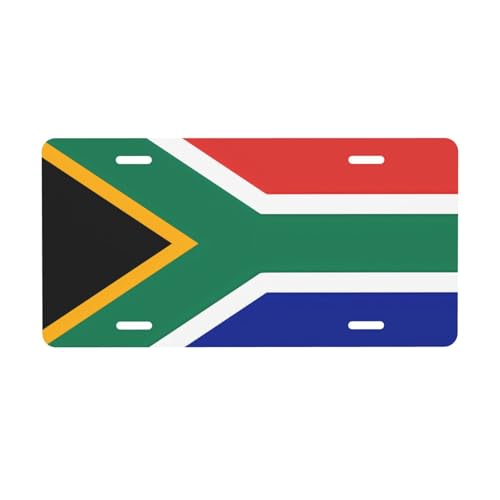 South Africa Flag License Plate, 0.6 mm Thick, 12 x 6 inches, Aluminum.