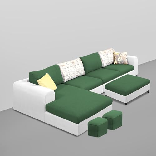 Image of Koza RHS 8 Seater L Shape Sofa Set with Center Table for Living Room (Green Grey Fabric) Premium Fabric Sofa