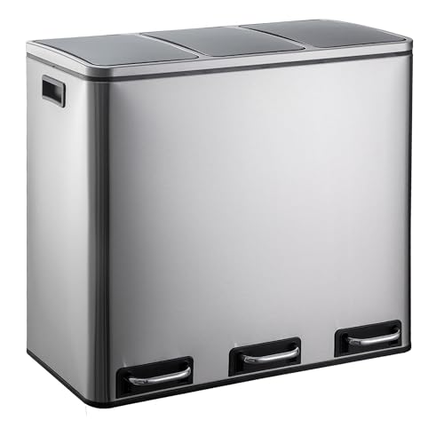 casa pura | Felix | Poubelle Tri Sélectif | Double Compartiment | Amortisseur de Fermeture | Pédales en Métal | Design Idéal pour Cuisine et Bureau |...