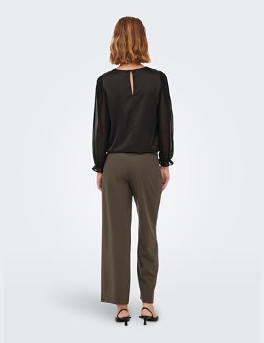 JdY Damen Jdygeggo New Long Pant Jrs Noos Hose, Chocolate Brown/Detail:black Buttons, M / 30L EU