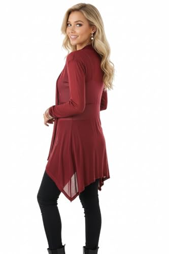 Image of ToBeInStyle Womens Open Front Long Sleeve Lightweight Asymmetrical Draped Cardigan with Side Pockets
