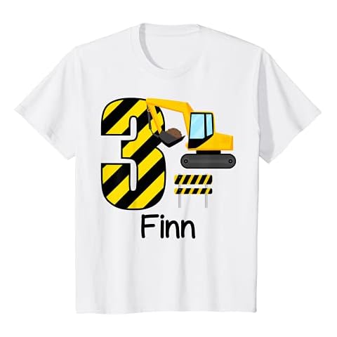 Youth Boys Construction 3rd Birthday Finn 3 Years Old Party T-Shirt Cover