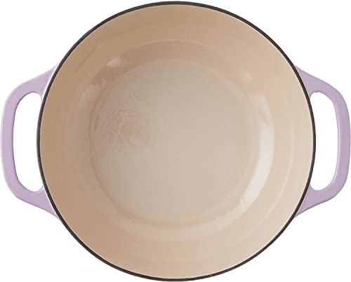 Image of Lodge 3 Quart Enameled Cast Iron Dutch Oven with Lid - Dual Handles - Oven Safe up to 500 F or on Stovetop - Use to Marinate, Cook, Bake, Refrigerate and Serve - Lilac