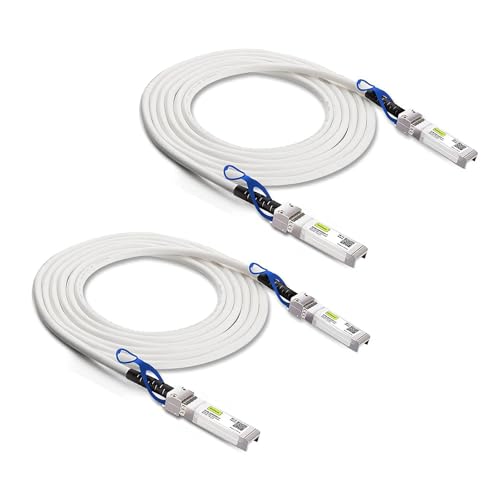 Image of 10Gtek [White 25G SFP28 SFP+ DAC Cable - 25GBASE-CR SFP28 Passive Direct Attach Copper Twinax Cable for Cisco SFP-H25GB-CU1M, Ubiquiti, MikroTik, Arista and More, 1-Meter(3.3ft), 2-Pack