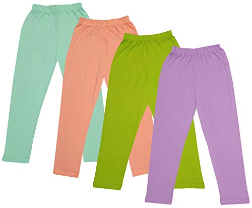 Image of IndiWeaves Girls Super Soft Cotton Solid Capri Pants (Purple, Green, Peach, Sea Green, 10-12 Years) Pack of 4