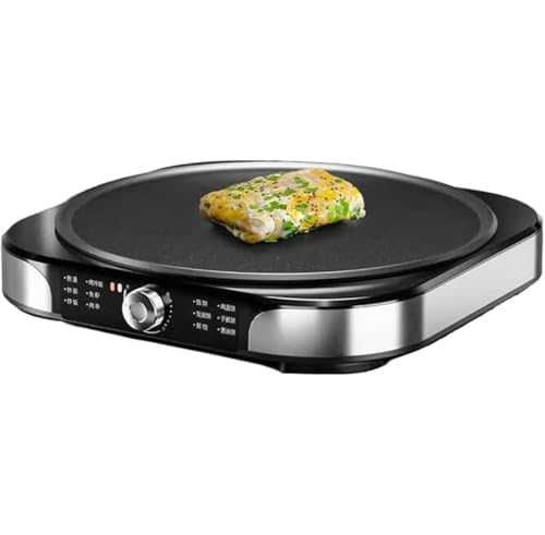 Crepera eléctrica y plancha para panqueques, 2200 W, 40 cm, control de temperatura, diseño plegable, incluye esparcidor y raspador