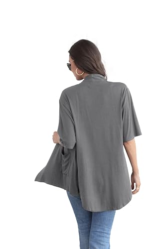 Image of ADANIKI Women 2026 Summer Lightweight Cardigan, Short Sleeve Open Front Casual Trendy Womens Kimono Cover Up with Pocket