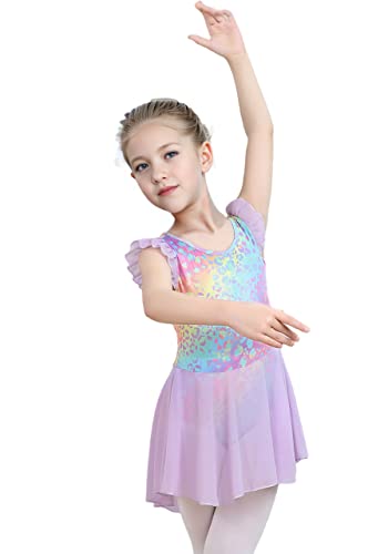 Ilover YYL229-5_1--120 Kids Girls Classic Ruffle Sleeve Tutu Kirted Leotard Dress For Dance thumb #4