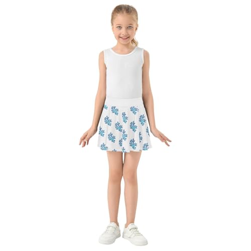 Girls Skorts High Waist Athletic Skirts with Shorts Blue Coral Stretchy Teens Performance Tennis4