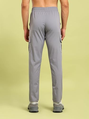 Image of TECHNOSPORT Men's Regular Fit Mid Rise Polyester Solid Cargos for Activewear, Regular Use and Quick Dry