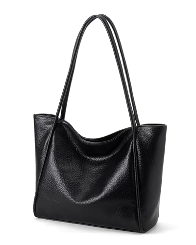 Image of PU Leather Tote Bag for Women Shoulder Bag Lightweight Travel Handbag for Daily Use, Work,Shopping (Black)
