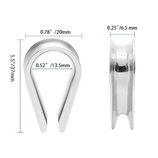 M5 Stainless Steel Thimble for 5/32" - 3/16" Dia Wire Rope Cable Thimbles Rigging-20pcs - Image 4