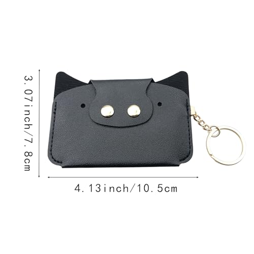 Cute Pig Coin Purse and Card Holder,Exquisite Coin Bag Small Storage Bag for Lipsticks, Coin, Cards, Cash,Cute Fashion Accessory(Black)2