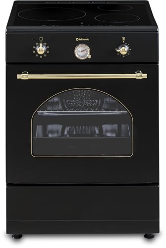 INDUCCION COCINA SOLTHERMIC 60x60 VTI60 NEGRA ACABADOS DORADOS/HORNO GRAN CAPACIDAD CON TURBO 60L / FUNCIONES BOOSTER, ALTA POTENCIA, CALENTAMIENTO RÁPIDO / 3 ZONAS (1 GRAN ZONA) / BAJO CONSUMO (A)