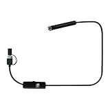 マイクロスコープ LEDライト付 Android PC対応 Type-C ケーブルカメラ 3in1コネクター ファイバースコープ 防滴仕様 先端5mm スマホ 磁石 整備 メンテナンス 車 点検 USBType-A microUSB 対応