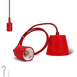 Ofertas De Lamparas De Techo Baratas STAR INTERCONNECTION Portalampara de Techo E27 60W para Bombilla E27, Cable 1m, 220-240V, Rojo, para Iluminación Hogar, Decoración, 1pc