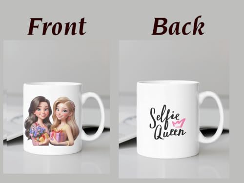 Image of Funny Bestie with Friendship Quotes Printed 325 ml Ceramic Coffee Mug /Tea Cup Gift for Girls, Best Friends, Sister Mom, Wife, Girlfriend 325 ml (Front Back-16)