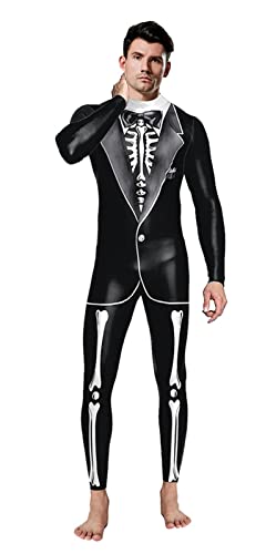 ZGDJZM Halloween Adults Skull Costume Skeleton Cosplay Bodysuit Carnival Costume Juin A-S Cover