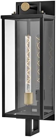 Hinkley Catalina Large Wall Mount Lantern - Aluminum, 1-Light, Clear Glass - Black with Burnished Bronze Accents
