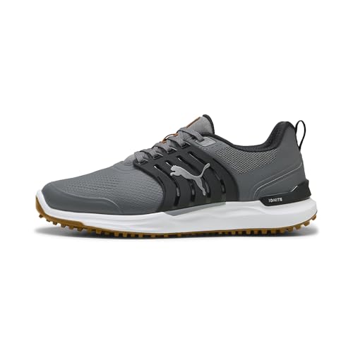 PUMA Men's Ignite Elevate 2 Golf Shoes, Slate Sky Black-Green Glare, 9.5