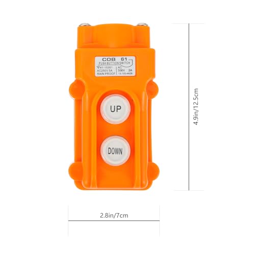 Interruptor de botón naranja ULTECHNOVO con carcasa ABS y control 2A/5A 500V para grúas industriales 2