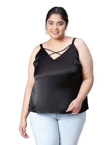 Image of oxolloxo Women Plus Size Round Neck Criss-Cross Back Shoulder Strap Top