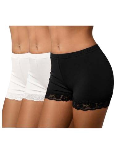 Image of MakeMeChic Women's Summer Lace Trim Shorts Biker Under Dresses