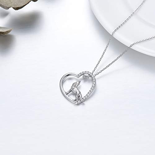 ROMANTICWORK Wolf Necklace Sterling Silver Wolf Pendant Necklace Jewellery Wolf Gifts for Women Girls