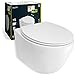 Produktbild aquaSu® Spülrandloses Wand WC Set Comida, Design-Toilette, Hänge WC, Tiefspüler, Keramik, Abgang waagerecht, WC-Sitz mit Absenkautomatik, Duroplast Toilettendeckel, Weiß, 04879 8