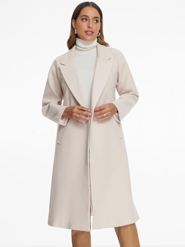 Allegra K Winter Overcoat for Women's Notch Lapel Double-Breasted Mid-Length Long Coat4