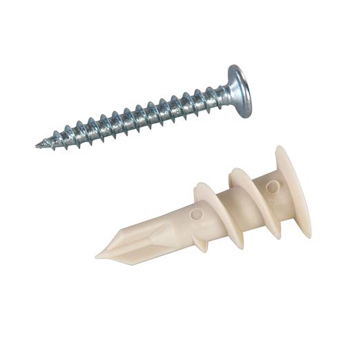 Silver Self-Drill Fixings 100Pk Nylon 12Mm X 32Mm Self Drilling Plasterboard Fixings With Anti-Corrosion Finish