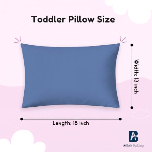 Image of Atiksh Beddings Pack of 2 13x18 Inch Toddler Travel Pillow Cases - 100% Soft Egyptian Cotton, 600 Thread Count with Zipper Closure for Small Travel Pillowcase Cover, Medium Blue