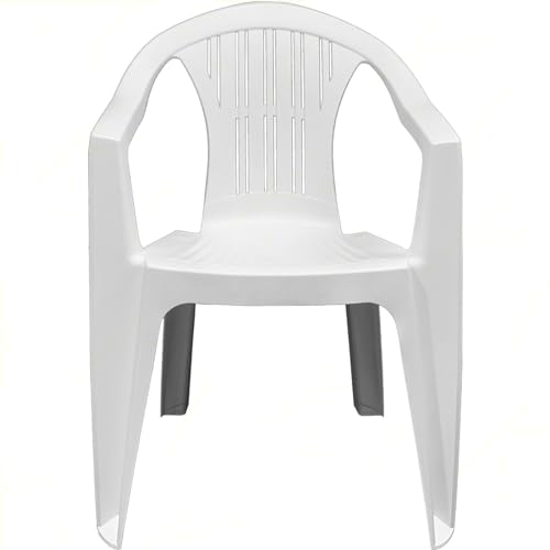 Fauteuil de jardin blanc Sicignano lot de 2 chaises empilables extérieures mat - 5