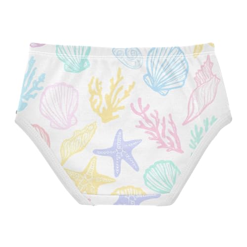 Cotton Toddler Underwear Custom Pastel Colored Seashells Coral White Cute Panties Girl Funny Briefs Underpants 2t2