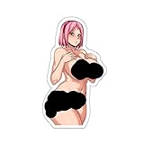 Sakur Sticker,Anime Stickers,Lewd Stickers,Ecchi Anime,Mature Stickers,Adult Art,Manga Gift,Uncensored,E135 (4x4, transparent)