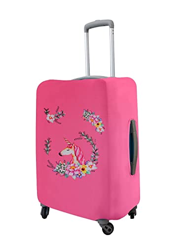 Image of Cortina Abstract Design 65 Cm 24 Inch Polyester-Spandex Eco-Friendly Hard-Sided 4 Wheels Spinner Travel Suitcase Protective Cover Luggage Protectors Anti Scratch Pack Of 1 (Pink)