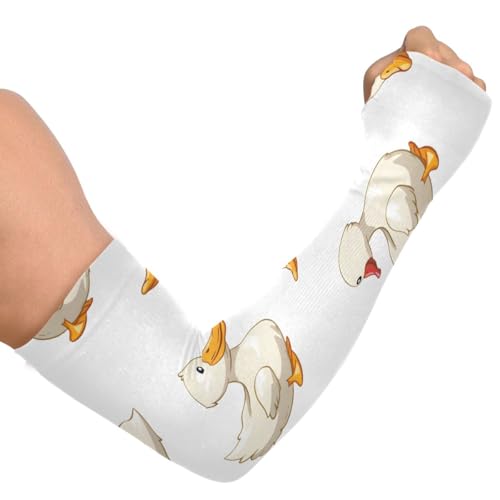 Cooling Arm Sleeves for Men Women UV Sun Protection Arm Covers Duck White Compression Sleeves Sports Football Golf Cycling