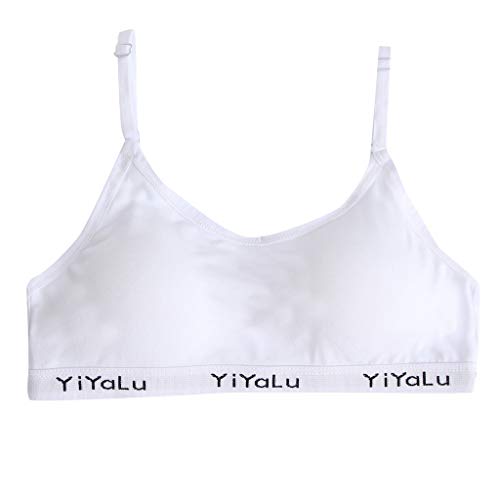 Waymine Kids Girl Bra Vest Underclothes Thin Letter YiYaLu Anti-Light Underwear (White)